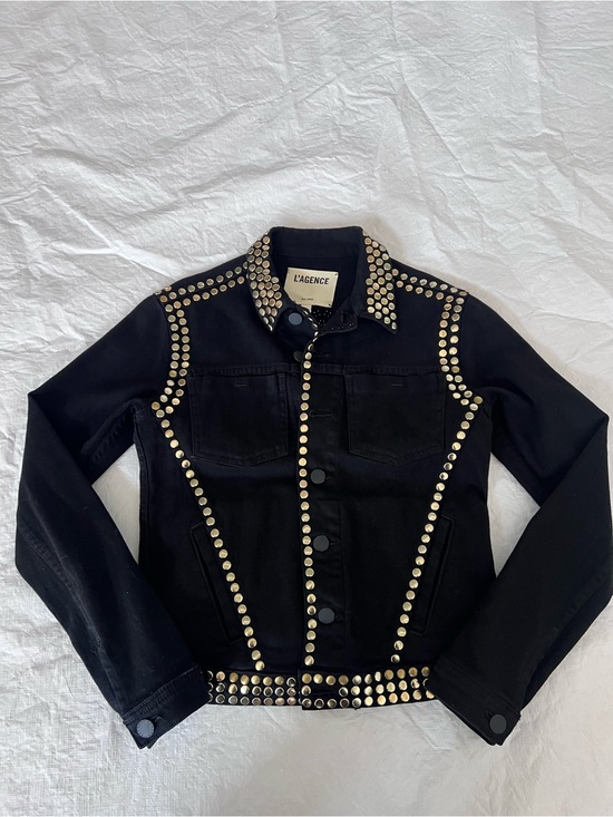 L'AGENCE Jackets & Blazers - L'Agence Celine Studded Black Cropped Button Front Western Jacket Made USA Sz XS